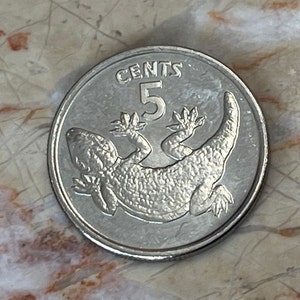 Tokay Gecko 5 Cents Kiribati Authentic Coin Money for Jewelry and Craft Making