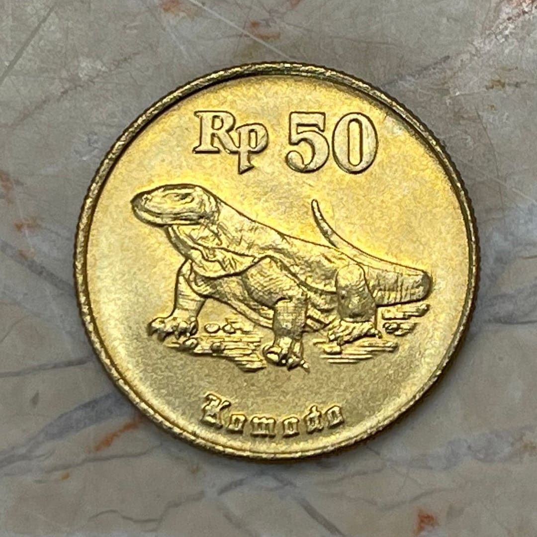 Komodo Dragon 50 Rupiah Indonesia Authentic Coin Money for Jewelry and  Craft Making - Etsy