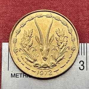 Dama Gazelle 25 CFA Francs & Akan Sawfish Goldweight West African States Authentic Coin Money for Jewelry and Crafts (Ashanti) Mhorr gazelle