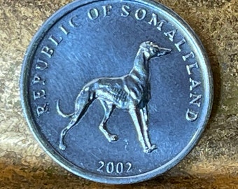 Greyhound Somaliland 20 Shillings Authentic Coin Money for Jewelry and Craft Making (Italian Greyhound)