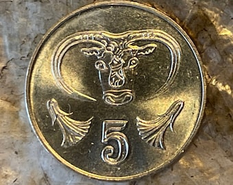 Bull Chypre 5 Cents Pièces d’Argent Authentique pour les Bijoux et l’Artisanat