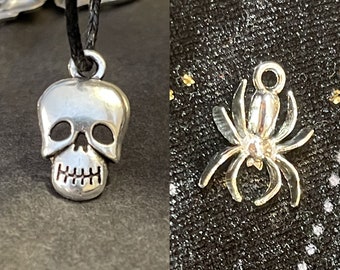 Spider and Skulls Unique Mini Charm Pendant