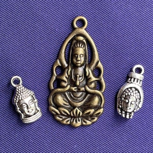 Buddhism Charm Set - Buddha, Quan Yin – choose one or all 3–premium charms, pendants for jewelry, necklace, bracelet
