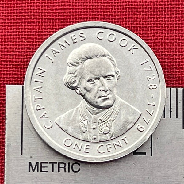 Captain James Cook 1 Cent Cook Islands Authentic Coin Money for Jewelry and Craft Making (2003) (Nautical) (Sailing)