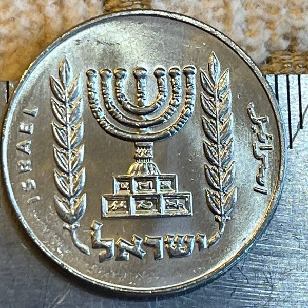 Menorah and Olive Branches 1/2 Lira Israel Authentic Coin Money for Jewelry and Craft Making