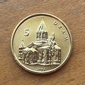 Heiliger Retter Kathedrale 5 Drams Nagorno-Karabakh Authentische Münze Geld für Schmuck und Handwerk (Ghazanchetsots) (2004) (armenische Münze)