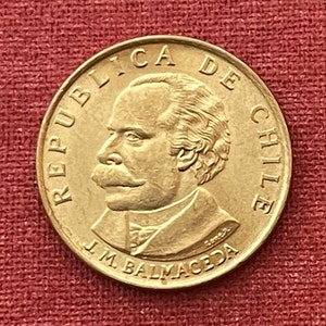 President José Manuel Balmaceda & Condor and Deer 20 Centésimos Chile Authentic Coin Money for Jewelry (By Right or Might) (Suicide)