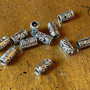 Bali Floral Filigree Tube Beads: Large Hole Spacer Beads