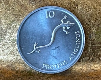 Salamander 10 Deset Slovenia Authentic Coin Money for Jewelry and Craft Making