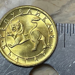 Ancient Lion 10 Stotinki Bulgaria Sculpture Authentic Coin Money for Jewelry and Craft Making