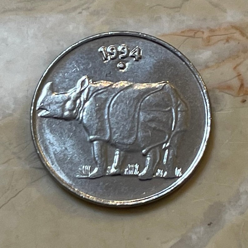 Rhinoceros &amp; Ashoka Lion Capitol India 25 Paise Authentic Coin | Etsy