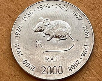 Year of the Rat Chinese Zodiac 10 Shillings Somalia Authentic Coin Money for Jewelry 1900 1912 1924 1936 1948 1960 1972 1984 1996 2008