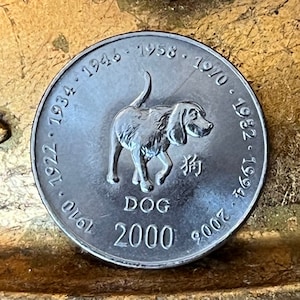 Year of the Dog Chinese Zodiac 10 Shillings Somalia Authentic Coin Money for Jewelry and Crafts 1910·1922·1934·1946·1958·1970·1982·1994·2006