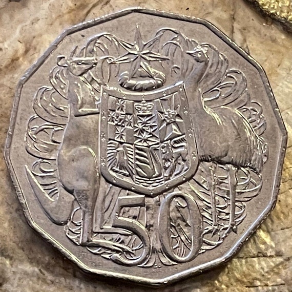 オーストラリア 50 セント硬貨: カンガルー & エミュー、12 角形