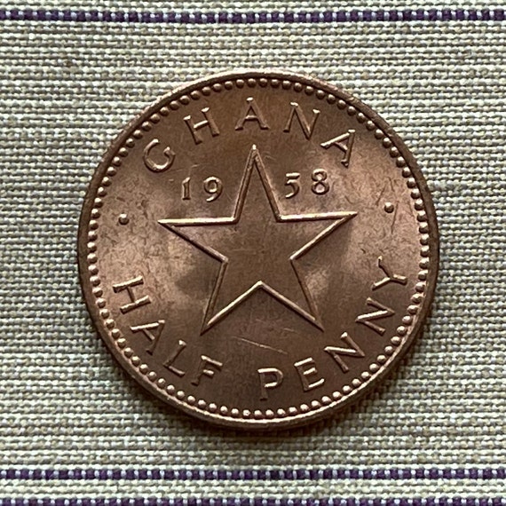 Black Star of Africa & Kwame Nkrumah 1/2 Penny Ghana Authentic - Etsy