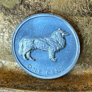 Border Collie Cook Islands 1 Cent Authentic Coin Money for Jewelry and Craft Making