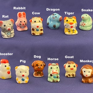 Chinese Zodiac Beads-Astrology; Lunar New Year; birthday; birth year-rat ox tiger rabbit dragon snake horse goat monkey rooster dog pig