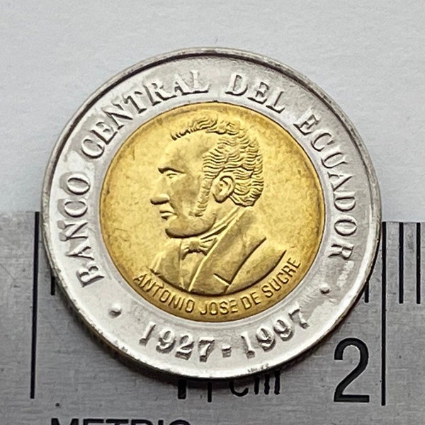 Grand Marshal Antonio José de Sucre 100 Sucres Ecuador Authentic Coin Money for Jewelry (1997) (Bimetallic) (President of Peru and Bolivia)