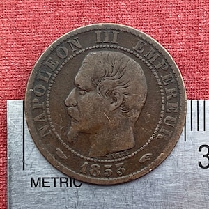 Napoleon III & French Imperial Eagle Bronze Coin - 5 Centimes (1861-1865)