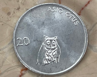 Owl 20 Stotinov Slovenia Authentic Coin Money for Jewelry and Craft Making