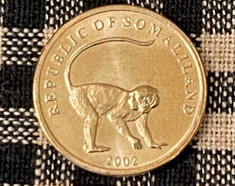 Vervet Monkey 10 Shillings Somaliland Authentic Coin Money for Jewelry and Craft Making (2002)