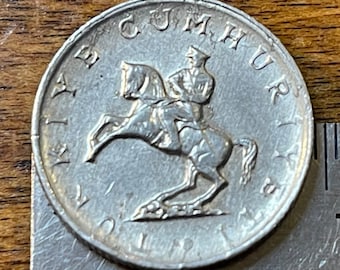 Ataturk on Horse 5 Lira Turkey Authentic Coin Money for Jewelry and Craft Making