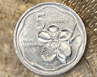Philippines 5 Sentimo Coin: Waling-Waling Orchid, Melchora Aquino