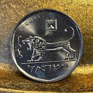 Lion & Menorah Israel 1/2 Sheqel &quot;Seal of Shema&quot; Authentic Coin Money for Jewelry and Craft Making (Shekel)