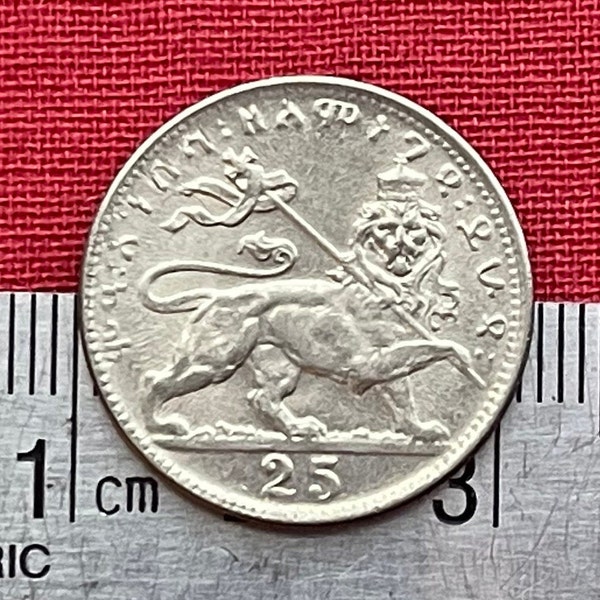 Lion of Judah & Emperor Haile Selassie 25 Matonas Ethiopia Authentic Coin Charm for Jewelry and Craft Making (1931) (Rastafarian) (Aslan)