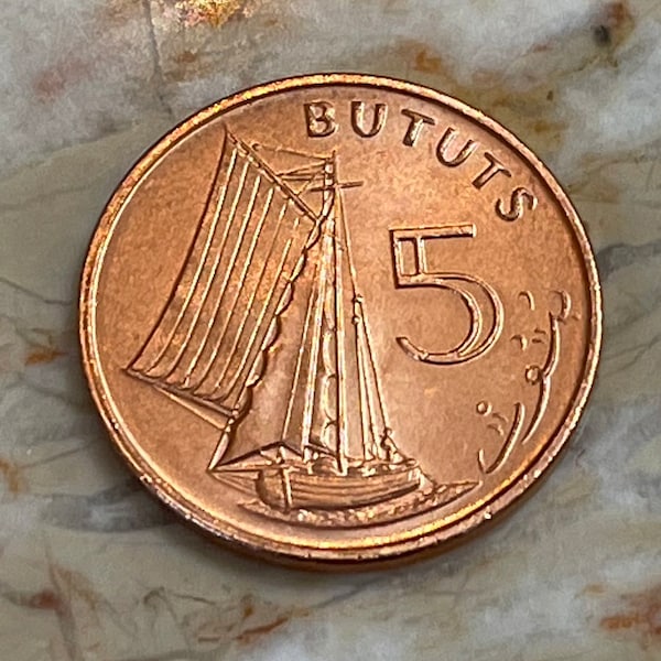 Sailboat 5 Bututs Gambia Authentic Coin Money for Jewelry and Craft Making