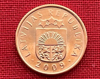 Latvia 2 Santimi Coin: Lion, Griffin, Sun - Jewelry Craft Supply