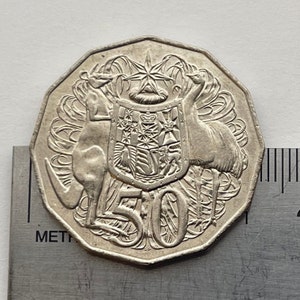 Kangaroo & Emu 50 Cents Australia Authentic Coin Money for Jewelry and Craft Making (Dodecagonal) (12-Sided)