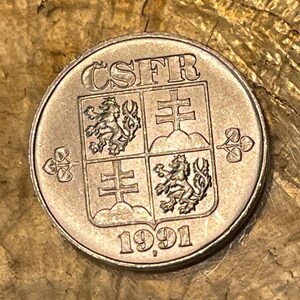 ボヘミアン ライオン & スロバキア ダブルクロス ハイフン戦争時代 10 ハレル チェコおよびスロバキア連邦共和国 本物のコイン ジュエリー用 CSFR