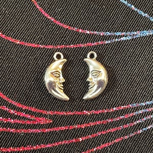 Silver Moon Charms: Smiling Moon, Moon & Star, Taurus Moon -set of 6 of one style- add to personalized charm bracelet, pendant