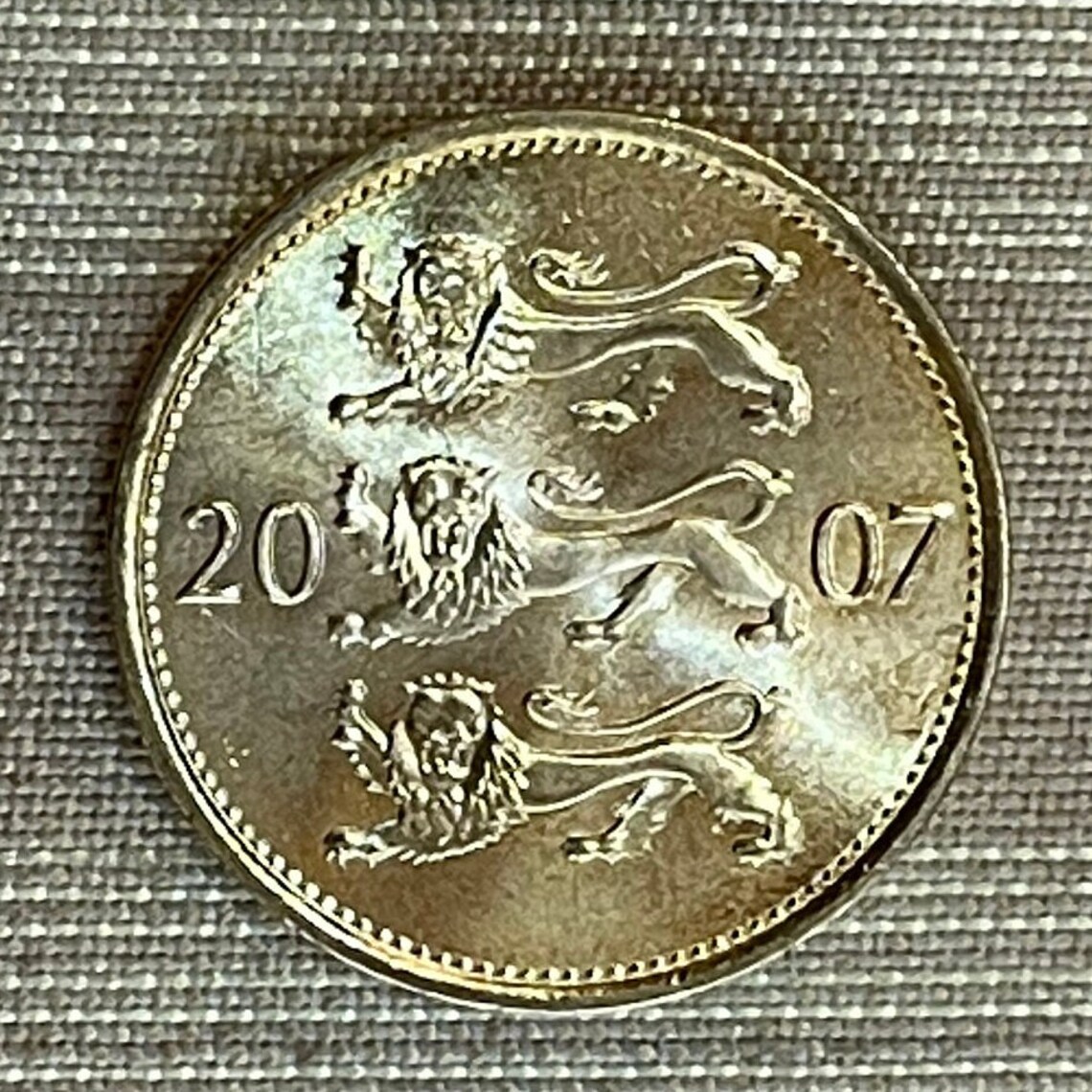 Three Lions Passant Gardant 50 Senti Estonia Authentic Coin Etsy