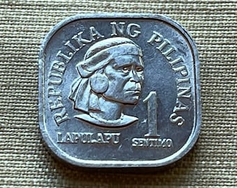 Lapulapu 1 Sentimo Coin: Philippines Square Coin for Jewelry