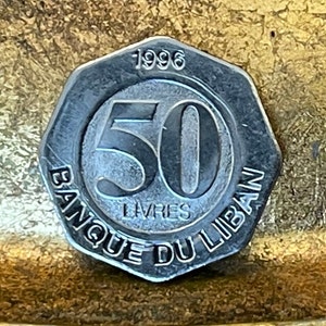 Lebanon Cedar Tree Coin Charm: 1996 Octagonal 50 Livres image 7