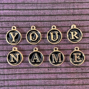 Letter charmschoose black, white, blue, pink, red, yellow, purple or green. Spell name, initials double sided enamel alphabet jewelry image 7