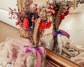Dried flowers arrangement in clear glass for home decoration | Trockenblumen | Birthday gift ideas