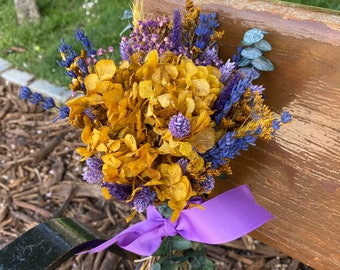 Dried flowers bouquet with yellow hydrangea | Trockenblumen | Gift for her | Wedding bouquet