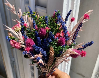 Summer pink and purple dried flowers bouquet | Wedding bouquet with lavender | Gift for her | Arreglo floral