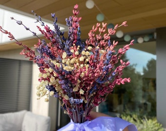 Pink and purple dried lavender bouquet | Lavender bouquet | Gift for her | Arreglo floral| Wedding bouquet