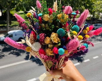 Wedding bouquet with colourful dried flowers | Wedding bridal bouquet | Dried flowers bouquet | Gift for her