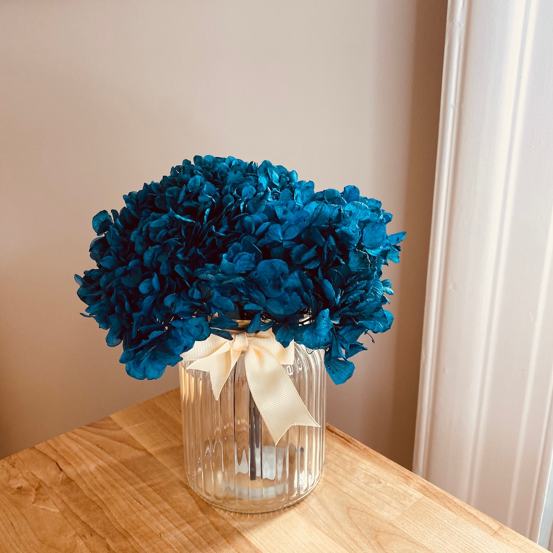 Blue preserved hydrangea with a vase Wedding decor | Etsy