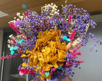 Purple dried flowers bouquet| Hydrangea dry flowers bouquet | Gift for her | Trockenblumen