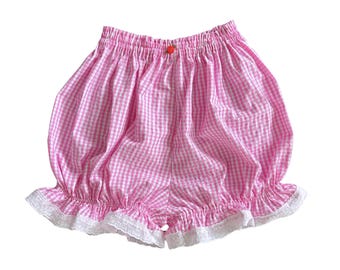 Handmade Gingham Bloomers, Women's Bloomers, Made To Order, Kawaii Fashion, Coquette Style, Cottagecore, Pink, Blue, Lolita Fashion