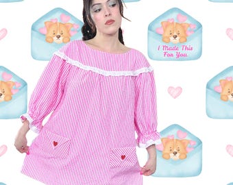 Coquette Babydoll Dress, Handmade Gingham Dress, Kawaii Fashion, Cottagecore Dress, Lolita Inspired Dress, Pink or Blue Dress