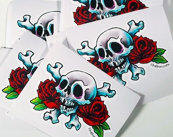 4" x 3" Rose Skull Sticker - Die Cut Water Proof UAV Decal - Sean Ozz