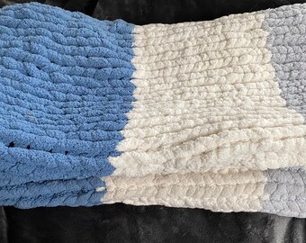 Hand knit 30”x50” chunky blanket