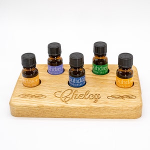 Essential Oil Holder, Natural Oak for 5 Bottles, Essential Oil Display, Essential Oil Storage, Aromatherapy Display, Personalized Ornament